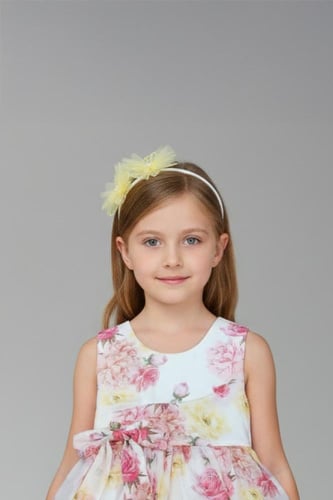 طوق سكري بوردتين صفراءكبيره بنات T-029