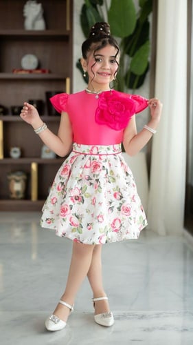 تنورة موردة بالوان زاهية وكسرات 7120