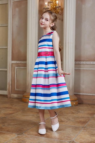 فستان بناتي كاجول مقلم 7255