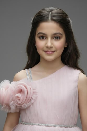 فستان سهرة بناتي وردي بكتف واحد واطلالة ملكية S012...