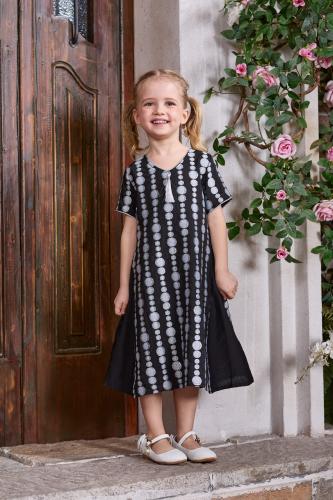 جلابية بناتي سوداء بتطريز فضي 7014