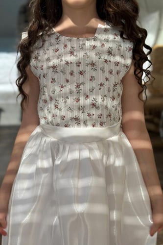 فستان بناتي ابيض سهرات كت S01064