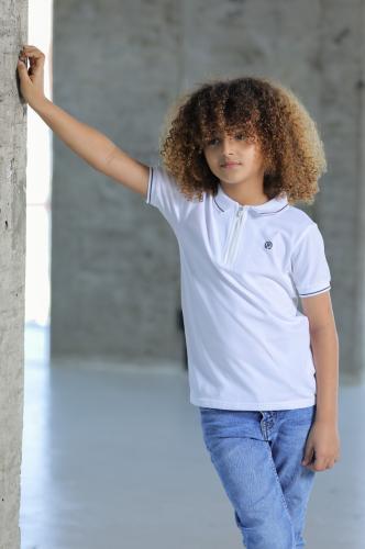 تيشيرت ابيض بسحاب على الصدر 2847