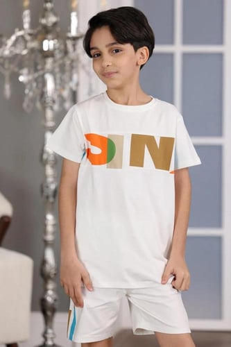 طقم ترنج ولادي ابيض كتابه على الصدر 2927