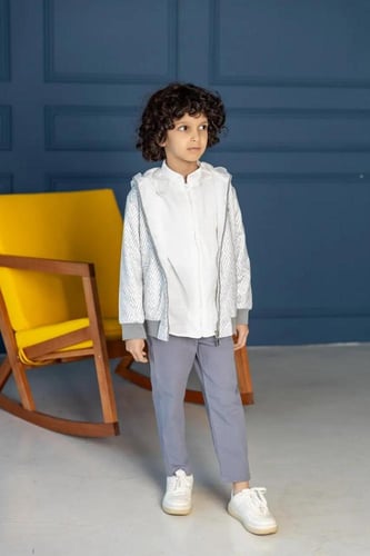 قميص اطفال ابيض مع جاكت 2663