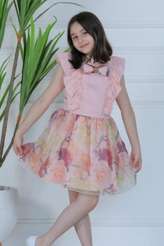 تنورة بناتي وردي مشجرة 2767