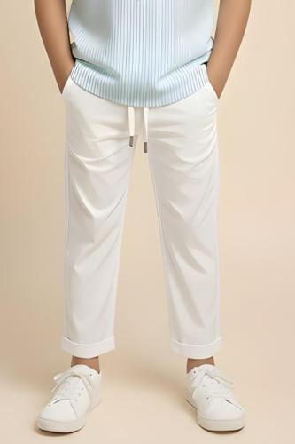 بنطلون ولادي أبيض بخيط شد 4164-