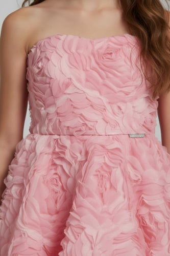 فستان سهرة بناتي وردي فاخر بالزهور S01287