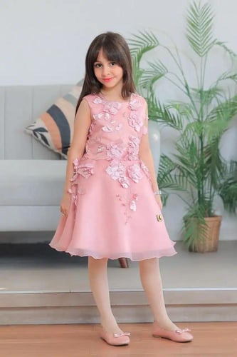 فستان بناتي وردي سهرات S01047