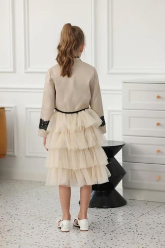 بلوزة بناتي مع جاكت بيج 7248