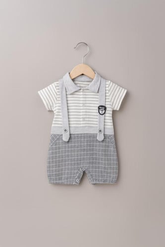 طقم مواليد كامل شورت مخطط 1002-