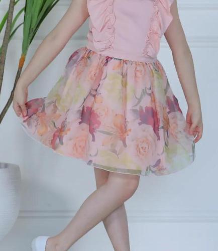 تنورة بناتي وردي مشجرة 2767