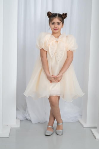 فستان بناتي سهرات فيونكه على الصدر s01125