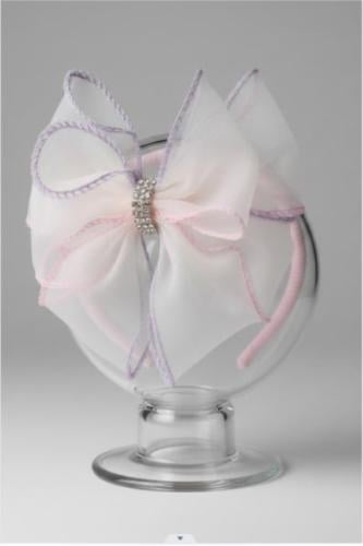 طوق زهري بفيونكة بيضاء بنات T-031