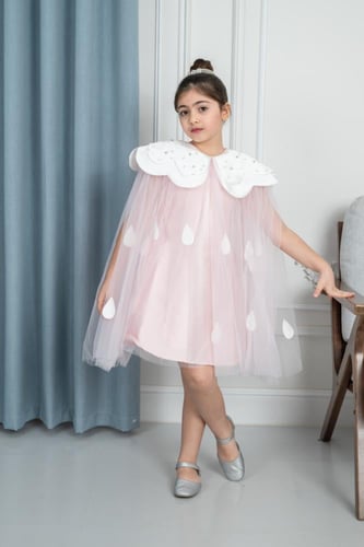 فستان سهرة بناتي زهري تل s01117