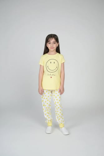 بجامه اطفال بناتي رسمه فيس على الصدر 82663