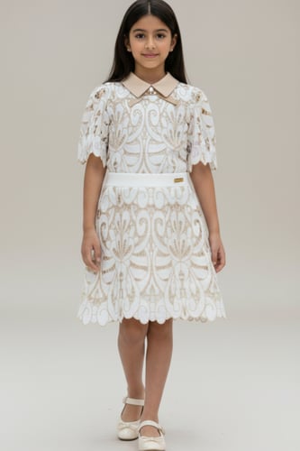 بلوزة بناتي أنيقة بتصميم دانتيل فاخر 7308