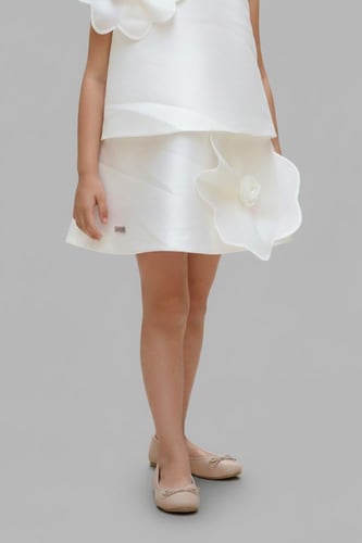 فستان سهرة بناتي مزين بورده أنيقة S01231