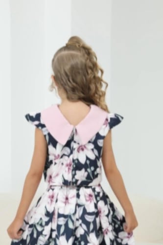 بلوزة بناتي كحلي موردة 7243