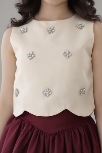 طقم سهرة بناتي قطعتين مكون من لونين S01298