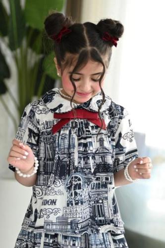 بلوزة بناتي اطفال مشجر نص كم 7105