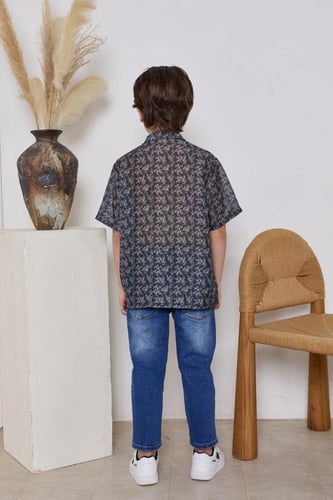 قميص ولادي اسود مشجر 4009