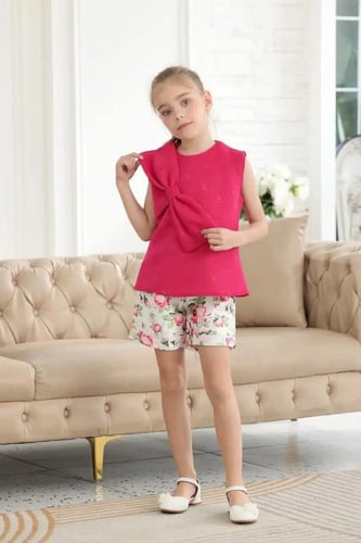 شورت بناتي اطفال بطبعة ورود 7118