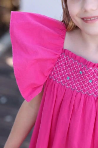 فستان بناتي فوشي قصة واسعة 7124