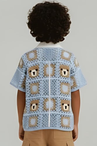 قميص أولادي أزرق فاتح بنقشة عصرية وأزرار أمامية 41...