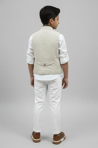 قميص ولادي ابيض مع سديري بيج 4166