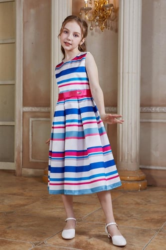 فستان بناتي كاجول مقلم 7255