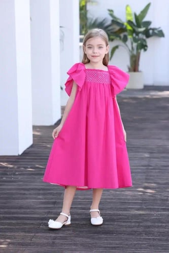 فستان بناتي فوشي قصة واسعة 7124