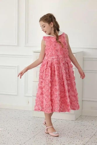 فستان بناتي مورد وردي 7123