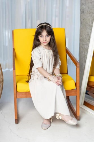 فستان اطفال بيج اكمام قصيره 2840