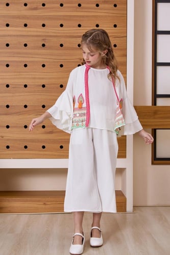 بنطلون بناتي ابيض انيق 7033