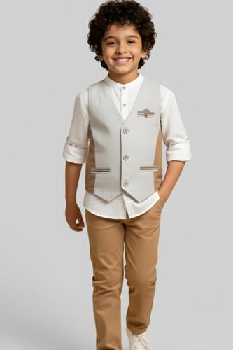 قميص ولادي ابيض مع سديري 4168