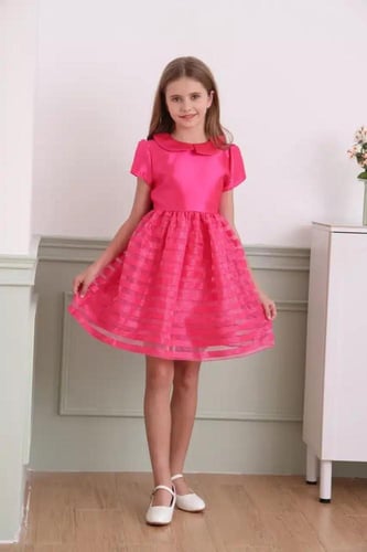 فستان بناتي مخطط كلاسيكي 7049