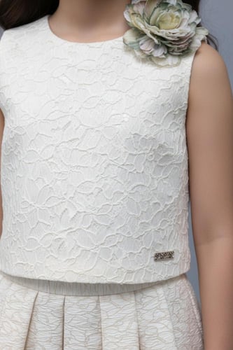 بلوزة بناتي سكري كت بوردة على الكتف 7316