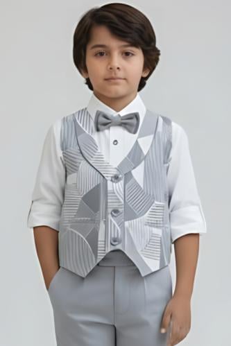 قميص مع سديري أولادي رمادي أنيق 4165