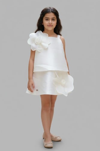 فستان سهرة بناتي مزين بورده أنيقة S01231