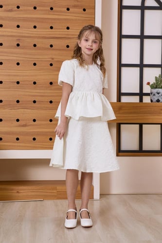 بلوزة بناتي ابيض مشجر 7146