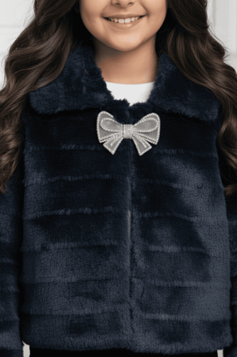 جاكت فرو بناتي شتوي كحلي 18J-DB