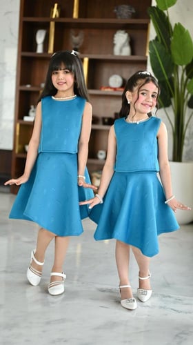 بلوزه بناتي ازرق كت 7059