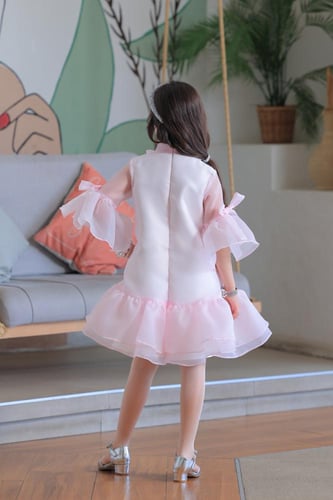 فستان بناتي وردي سهرات S01156