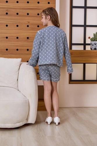 شورت بناتي بنقش ازرق 7156