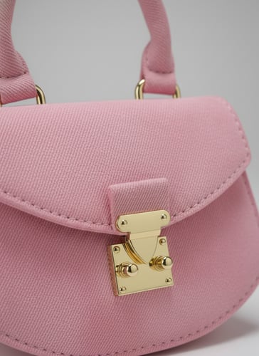 شنطة بناتية صغيرة باللون الوردي الفاتح بتفاصيل معد...