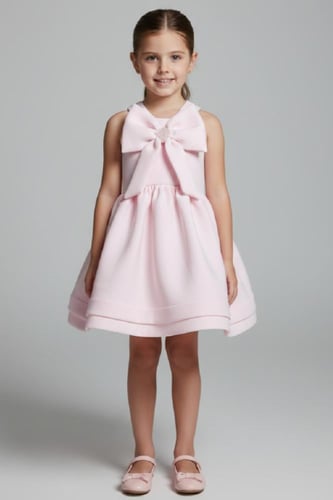 فستان الأميرات الوردي بفيونكة ملكية S01293