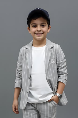 شورت أولادي مخطط باللون الرمادي بتصميم عصري مريح 4...