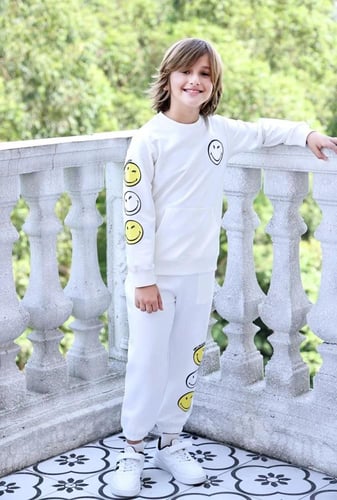 طقم بلوفر بنطلون ولادي سكري بوجهه 3014