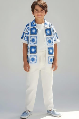 بنطلون أولادي أبيض أنيق بقصة مريحة -4188